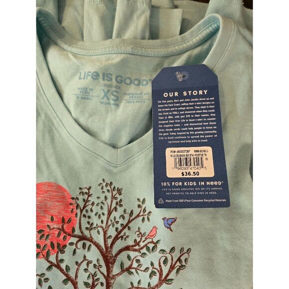 Life Is Good Womens XS Stay Positive Long Sleeve V-Neck Tee - Picture 5 of 6